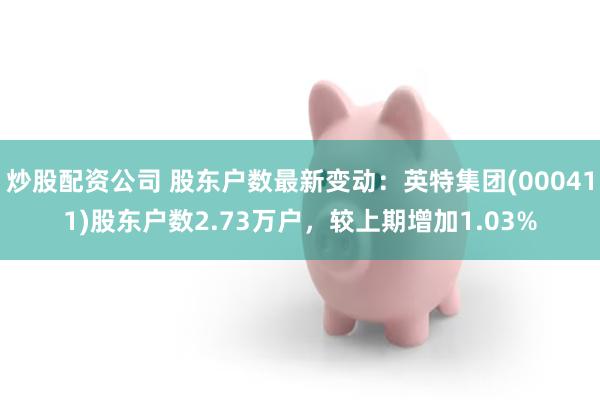 炒股配资公司 股东户数最新变动：英特集团(000411)股东户数2.73万户，较上期增加1.03%